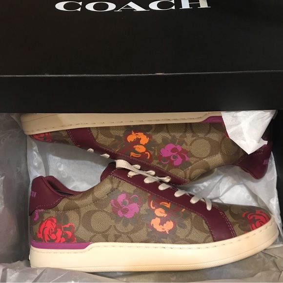 🌺 Coach Clip Low Top Sneaker In Signature Canvas With Floral Print - Picture 10 of 11